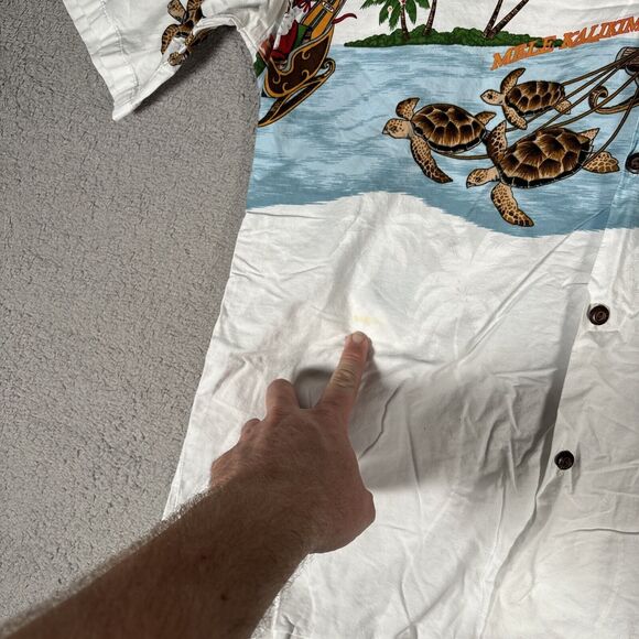 Pacific Legend Hawaiian Shirt Santa Sea Turtle Print Men’s Size XL White - Picture 6 of 11